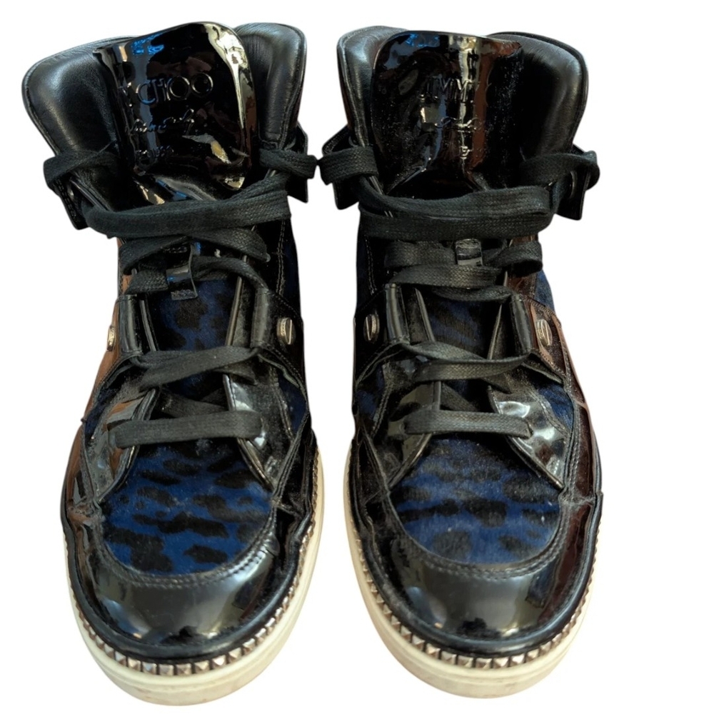 Jimmy Choo Black and Blue High-Top Sneakers Size 41